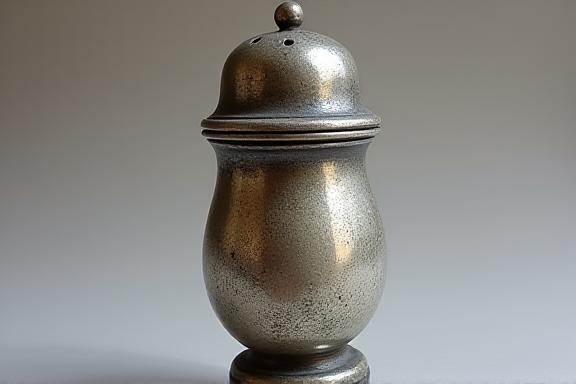 Shaker d'argento ossidato e annerito prima del restauro