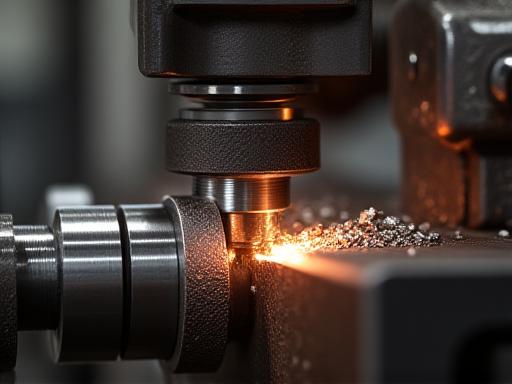 Dettaglio della tornitura di una lastra di metallo grezzo su tornio manuale